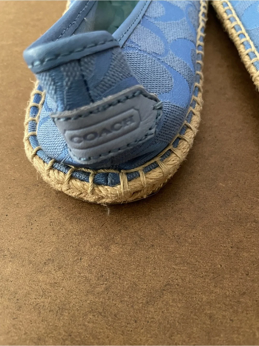 Coach Light Blue Canvas Espadrille Slip-Ons